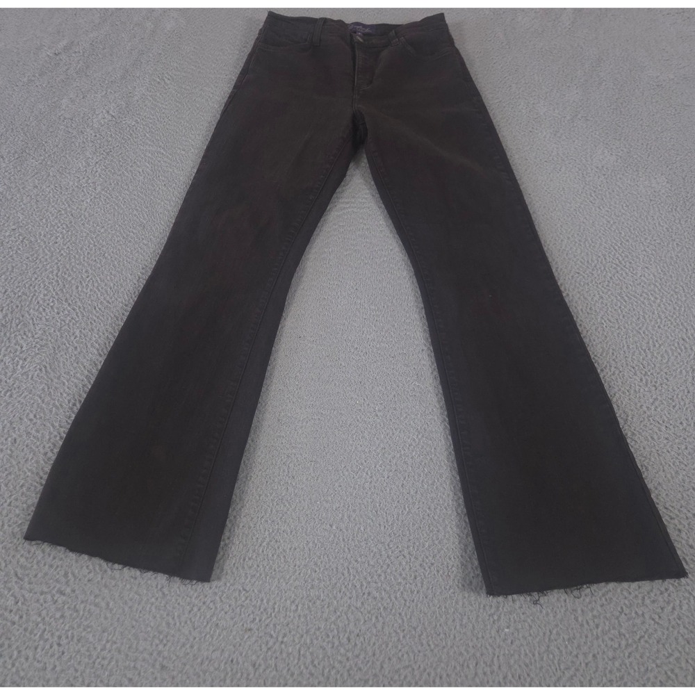 NYDJ Not Your Daughters Jeans Womens 4 Brown Lift Tuck Bootleg Raw Hem Denim